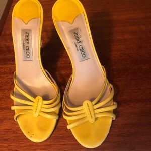 Jimmy Choo Yellow Kitten Heal Leather Sandals